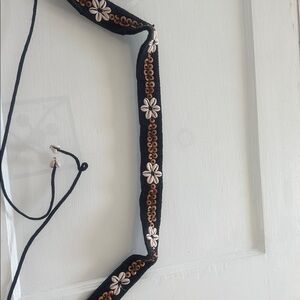 Floral Cowrie Shell, Coconut and Black beads Belt